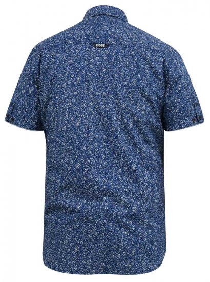 D555 KYLE S/S Micro AO Print Shirt Blue - Kauluspaidat - Miesten isot kauluspaidat 2XL – 8XL