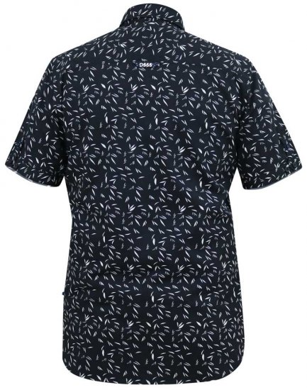 D555 BEAU S/S AO Leaf Print Shirt Navy - Kauluspaidat - Miesten isot kauluspaidat 2XL – 8XL