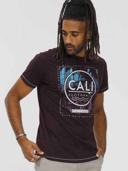 D555 NOVA Cali Surf Printed Crew Neck T-Shirt Plum - T-paidat - Isot T-paidat 2XL – 14XL