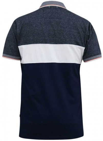 D555 EMERSON Cut And Sew Polo With Jacquard Collar Navy - Pikeepaidat - Miesten isot pikeepaidat