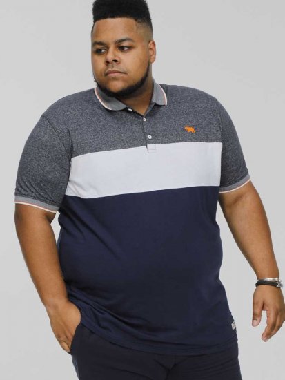 D555 EMERSON Cut And Sew Polo With Jacquard Collar Navy - Pikeepaidat - Miesten isot pikeepaidat