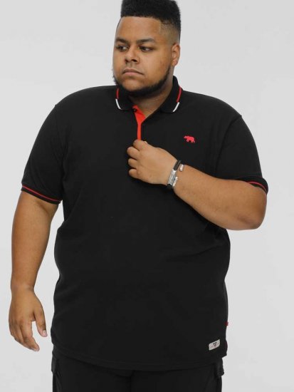 D555 SALFORD 2 Pique Polo Black - Pikeepaidat - Miesten isot pikeepaidat