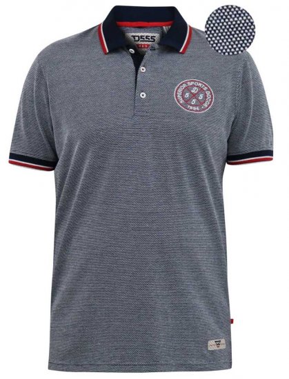 D555 KEMSTON Birds Eye Pique Polo Navy/White - Pikeepaidat - Miesten isot pikeepaidat