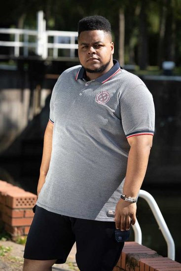 D555 KEMSTON Birds Eye Pique Polo Navy/White - Pikeepaidat - Miesten isot pikeepaidat