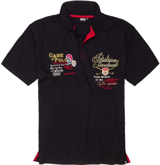 Adamo DURBAN Regular fit Polo Shirt Black - Pikeepaidat - Miesten isot pikeepaidat