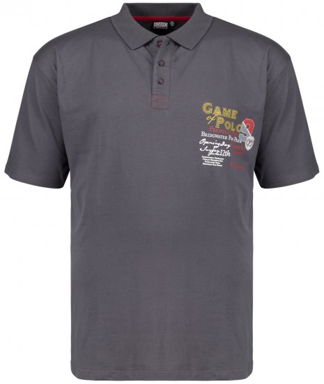 Adamo Perth Printed Polo Shirt Charcoal - Pikeepaidat - Miesten isot pikeet 2XL – 8XL