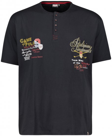 Adamo Dundee Printed Serafino T-shirt Black - T-paidat - Isot T-paidat 2XL – 14XL