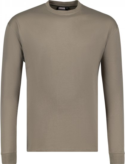 Adamo Floyd Comfort fit Long sleeve T-shirt Khaki - T-paidat - Isot T-paidat 2XL – 14XL