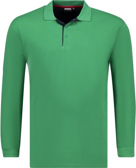 Adamo Peter Comfort fit Long sleeve Polo Green - Pikeepaidat - Miesten isot pikeepaidat