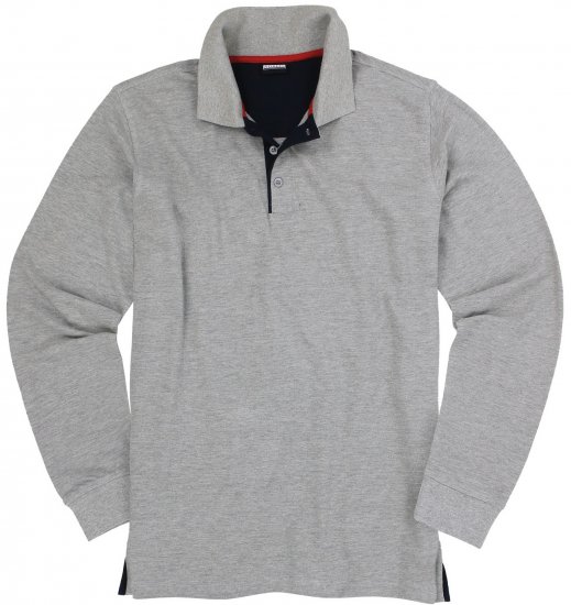 Adamo Peter Comfort fit Long sleeve Polo Grey - Pikeepaidat - Miesten isot pikeepaidat