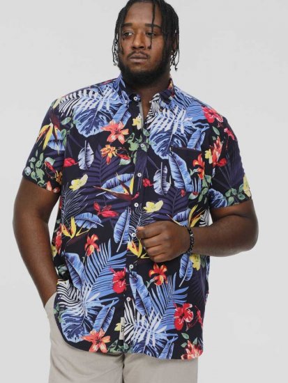 D555 TOBY Multi Colour Hawaiian AO Print Shirt - Kauluspaidat - Miesten isot kauluspaidat 2XL – 8XL