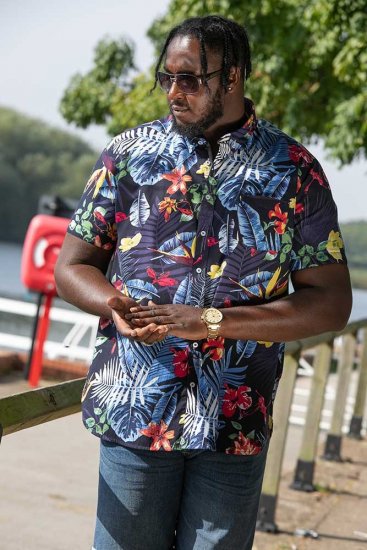 D555 TOBY Multi Colour Hawaiian AO Print Shirt - Kauluspaidat - Miesten isot kauluspaidat 2XL – 8XL