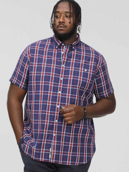 D555 ROYSTON S/S Shirt Navy - Kauluspaidat - Miesten isot kauluspaidat 2XL – 8XL