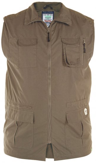 D555 Enzo Multi Pocket Waistcoat Brown - Isot Vaatteet - Miesten vaatteet isot koot