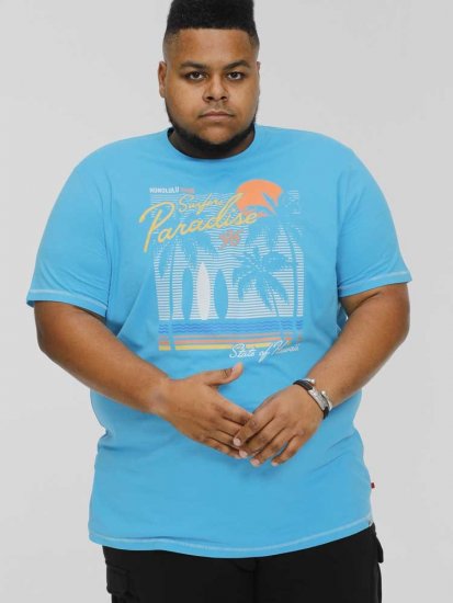 D555 AARON Surfers Paradise Printed Crew Neck T-Shirt Turquoise - T-paidat - Isot T-paidat 2XL – 14XL