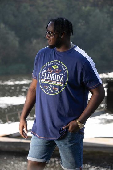 D555 CADMAN Florida Surf Club Printed Crew Neck T-Shirt - T-paidat - Isot T-paidat 2XL – 14XL