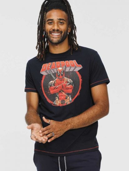 D555 WADE Official Deadpool Printed T-Shirt Dark Navy - T-paidat - Isot T-paidat 2XL – 14XL