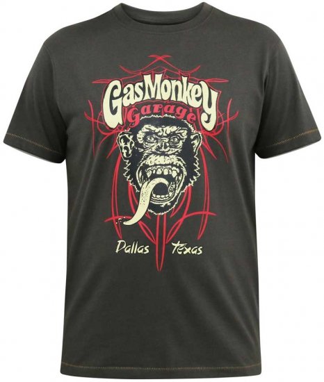 D555 DALLAS Official Gas Monkey Printed Crew Neck T-Shirt Khaki - T-paidat - Isot T-paidat 2XL – 14XL