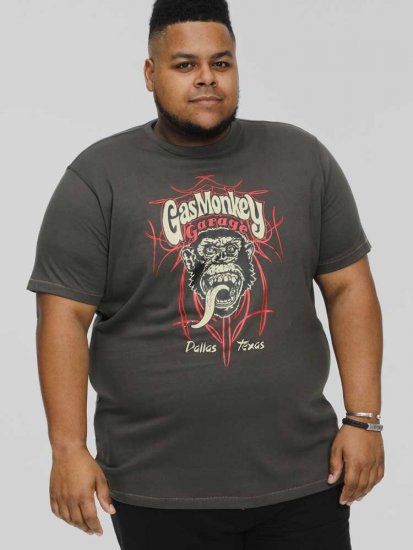 D555 DALLAS Official Gas Monkey Printed Crew Neck T-Shirt Khaki - T-paidat - Isot T-paidat 2XL – 14XL