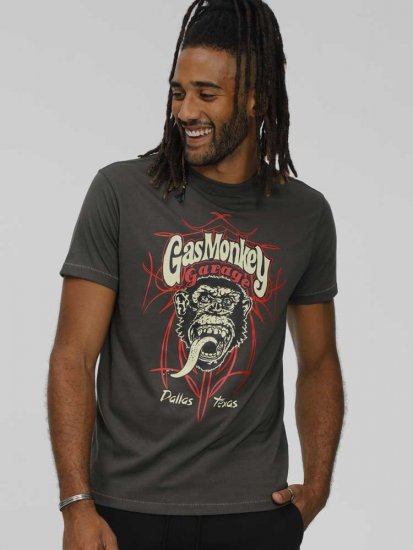 D555 DALLAS Official Gas Monkey Printed Crew Neck T-Shirt Khaki - T-paidat - Isot T-paidat 2XL – 14XL