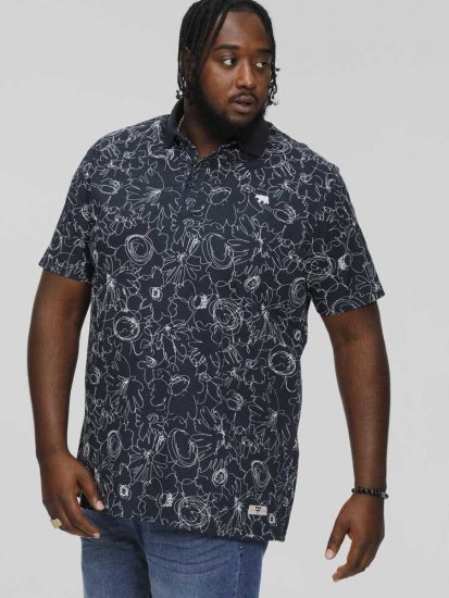 D555 ROLAND Printed Polo Shirt Navy - Pikeepaidat - Miesten isot pikeepaidat