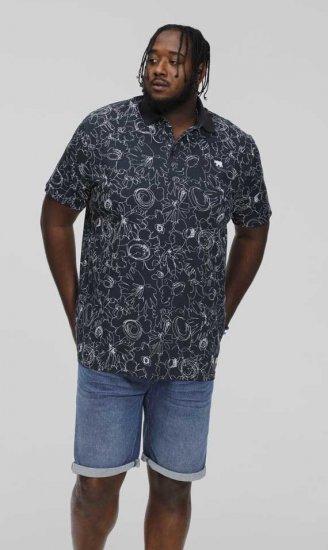 D555 ROLAND Printed Polo Shirt Navy - Pikeepaidat - Miesten isot pikeepaidat