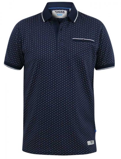 D555 DARWIN AO Printed Polo Shirt Navy - Pikeepaidat - Miesten isot pikeepaidat