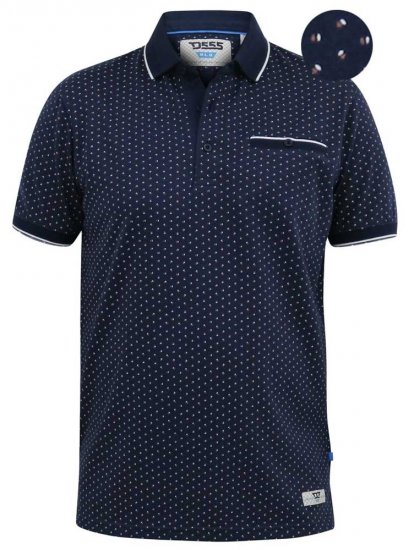 D555 DARWIN AO Printed Polo Shirt Navy - Pikeepaidat - Miesten isot pikeepaidat