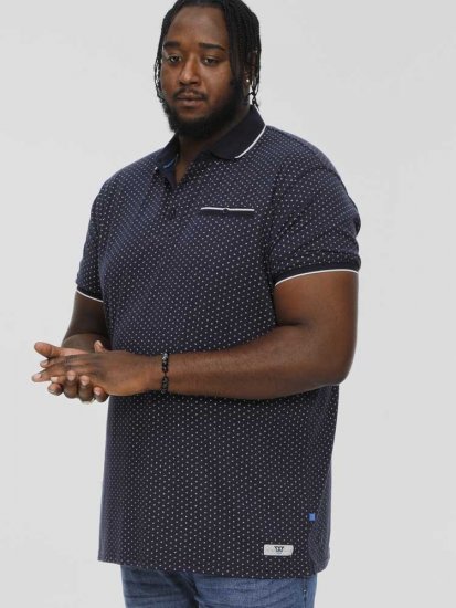 D555 DARWIN AO Printed Polo Shirt Navy - Pikeepaidat - Miesten isot pikeepaidat