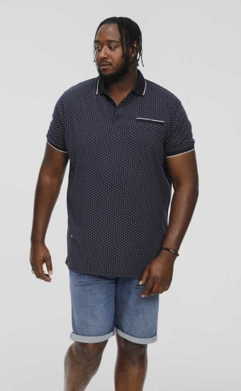 D555 DARWIN AO Printed Polo Shirt Navy - Pikeepaidat - Miesten isot pikeepaidat