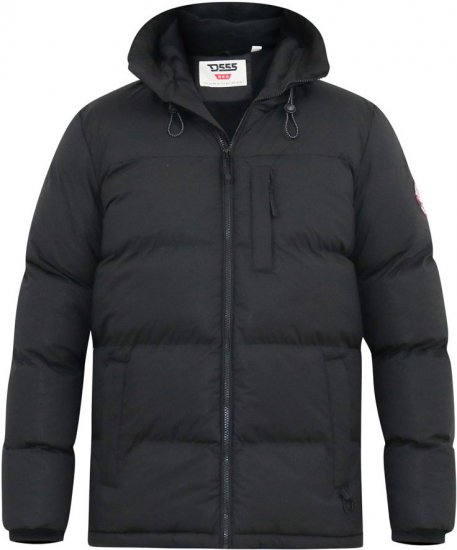 D555 DOMENIC Quilted Puffer Jacket With Half Micro Fleece Lining And Hood Black - Takit - Miesten Takit, isot koot – 2XL – 12XL