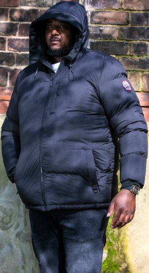 D555 DOMENIC Quilted Puffer Jacket With Half Micro Fleece Lining And Hood Black - Takit - Miesten Takit, isot koot – 2XL – 12XL