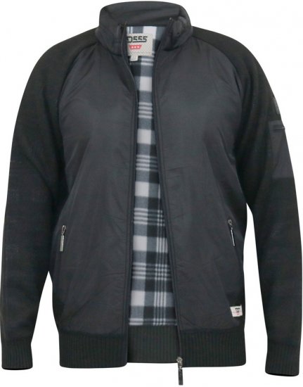 D555 MARSDEN Hybrid Knitted Jacket With Bonded Fleece Lining Black - Takit - Miesten Takit, isot koot – 2XL – 12XL