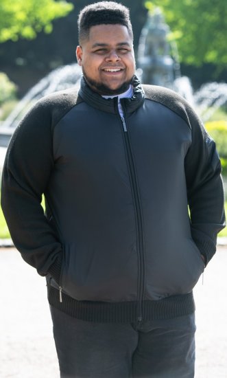 D555 MARSDEN Hybrid Knitted Jacket With Bonded Fleece Lining Black - Takit - Miesten Takit, isot koot – 2XL – 12XL