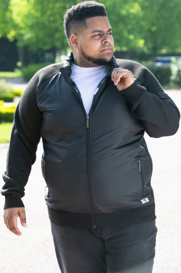 D555 MARSDEN Hybrid Knitted Jacket With Bonded Fleece Lining Black - Takit - Miesten Takit, isot koot – 2XL – 12XL