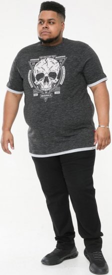 D555 DARREN Skull Printed T-Shirt With Double Layer On Hem & Cuff Black Reno - T-paidat - Isot T-paidat 2XL – 14XL