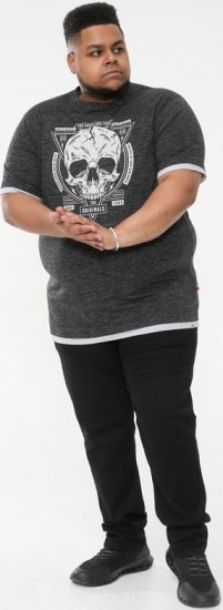 D555 DARREN Skull Printed T-Shirt With Double Layer On Hem & Cuff Black Reno - T-paidat - Isot T-paidat 2XL – 14XL