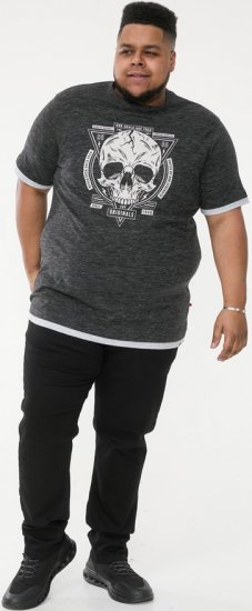 D555 DARREN Skull Printed T-Shirt With Double Layer On Hem & Cuff Black Reno - T-paidat - Isot T-paidat 2XL – 14XL