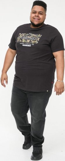 D555 EDWALTON NYCTY Camo Printed Crew Neck T-Shirt Washed Black - T-paidat - Isot T-paidat 2XL – 14XL