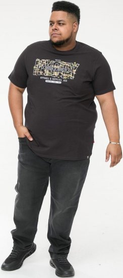 D555 EDWALTON NYCTY Camo Printed Crew Neck T-Shirt Washed Black - T-paidat - Isot T-paidat 2XL – 14XL