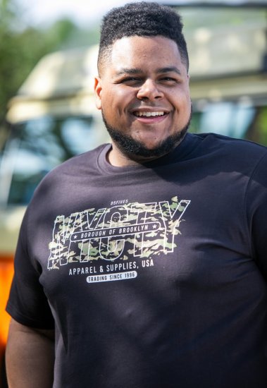 D555 EDWALTON NYCTY Camo Printed Crew Neck T-Shirt Washed Black - T-paidat - Isot T-paidat 2XL – 14XL