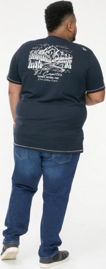 D555 GRAHAM YOSEMITE Chest And Back Printed Crew Neck T-Shirt Navy - T-paidat - Isot T-paidat 2XL – 14XL