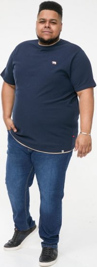 D555 SANDFORD Double Layer On Neck Ribs And Hem Waffle Textured T-Shirt Navy - T-paidat - Isot T-paidat 2XL – 14XL