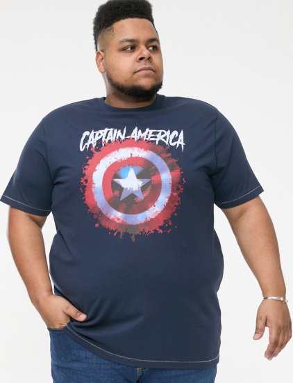 D555 ROGERS Official Captain America Printed T-Shirt Dark Navy - T-paidat - Isot T-paidat 2XL – 14XL