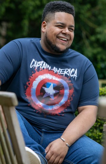 D555 ROGERS Official Captain America Printed T-Shirt Dark Navy - T-paidat - Isot T-paidat 2XL – 14XL