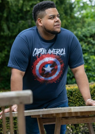 D555 ROGERS Official Captain America Printed T-Shirt Dark Navy - T-paidat - Isot T-paidat 2XL – 14XL