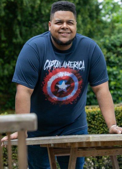 D555 ROGERS Official Captain America Printed T-Shirt Dark Navy - T-paidat - Isot T-paidat 2XL – 14XL