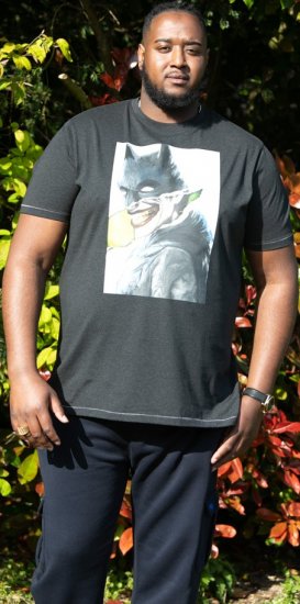 D555 MARTIN Official Batman Printed T-Shirt Washed Black - T-paidat - Isot T-paidat 2XL – 14XL