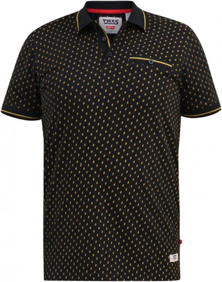 D555 RAUL AOP Jersey Polo With Jacquard Collar, Ribs And Chest Pocket Black - Pikeepaidat - Miesten isot pikeepaidat