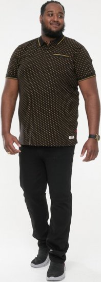 D555 RAUL AOP Jersey Polo With Jacquard Collar, Ribs And Chest Pocket Black - Pikeepaidat - Miesten isot pikeepaidat
